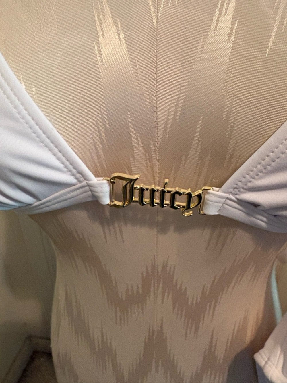 Juicy Couture White Bikini Top with Branded fob  nwt size Small $119